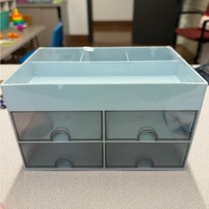 Light Blue Desktop Organizer Brand New- Small Dent Four Drawers